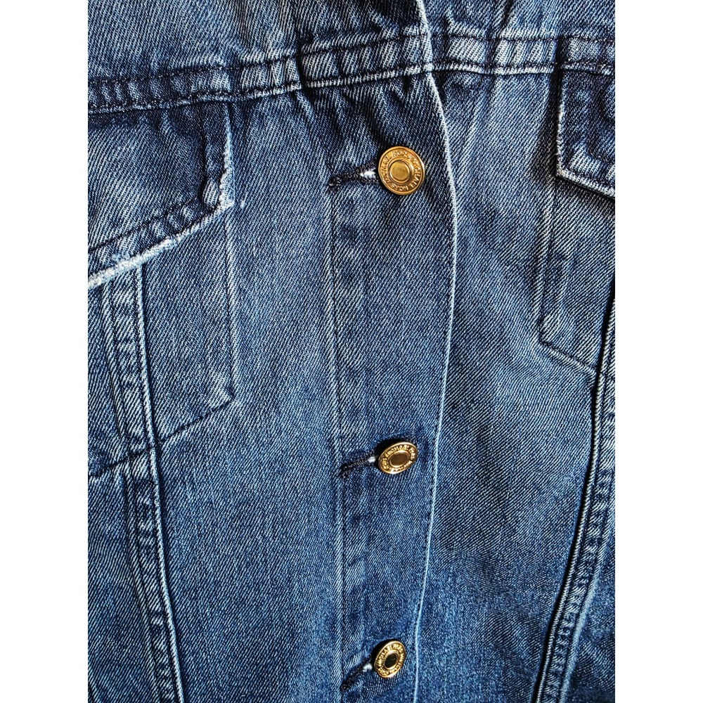 Michael‎ Kors Denim Jacket Women's XL Blue Jean Art Painted Peace Hands MK Logo - Picture 9 of 10